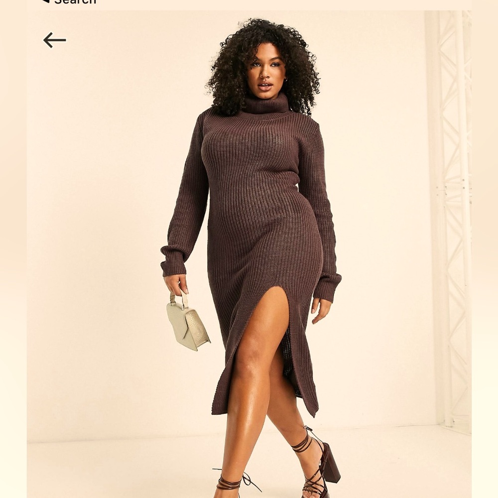 Brown ASOS sweater dress with gorgeous back!